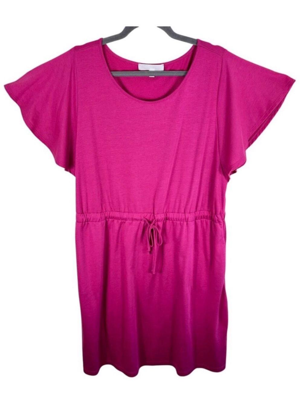 Adyson Parker Bright Pink Flutter Sleeve‎ Knee Length Sun Dress Pockets Size XL